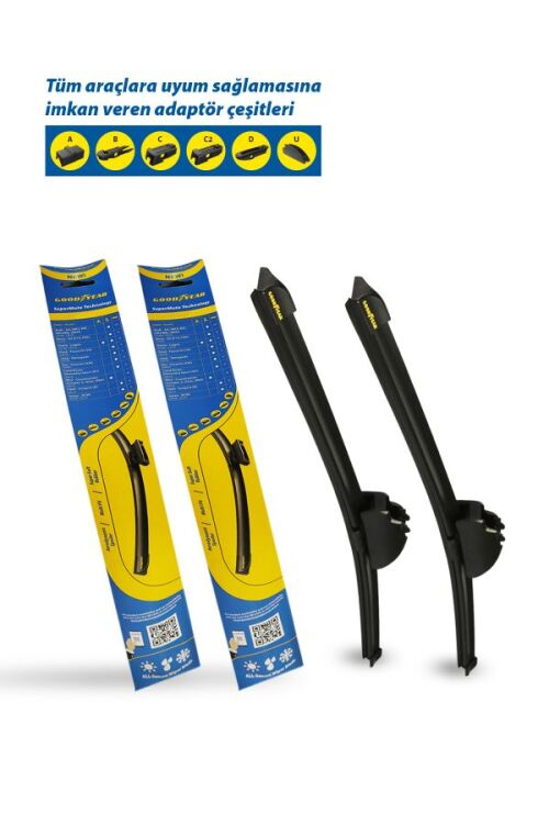 Goodyear VOLKSWAGEN CADDY SUPERMUTE 2-PACK BANANA WIPER SET 2015-2016 ميني فان، باب مزدوج (600 مم + 450 مم) - 2