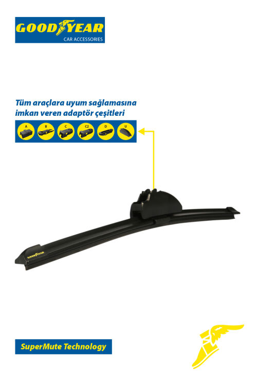 Goodyear AUDI A1 Supermute Front and Back 3 Pan Banana Wiper Team 2011-2018 Hatchback (5 Doors) (600mm+400mm+380mm) - 4