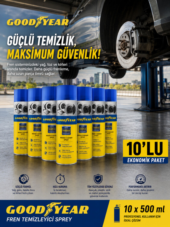 GOODYEAR 10'LU SET FREN BALATA TEMİZLEME SPREYİ - GOODYEAR
