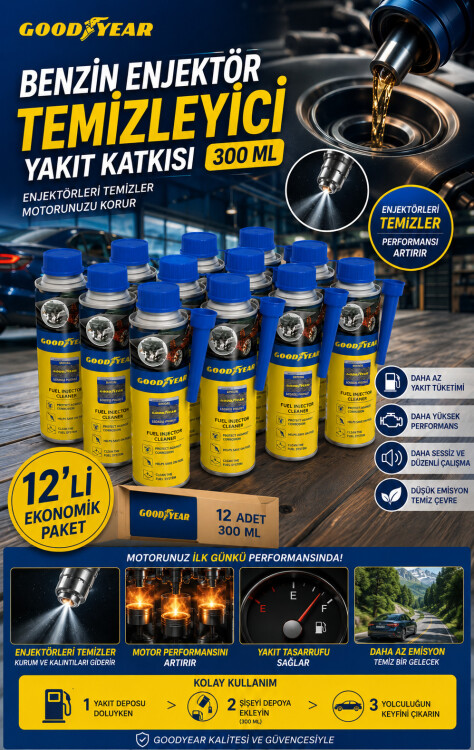 Goodyear 12'li Benzin Enjektör Temizleyici Yakıt Katkısı 300 Ml - GOODYEAR