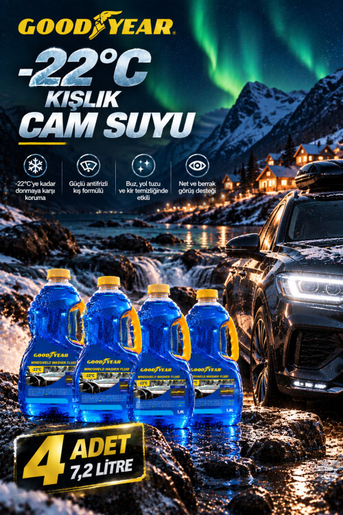 Goodyear -22°C Kışlık Antifrizli Cam Suyu 4 Adet 7,2 Litre - GOODYEAR
