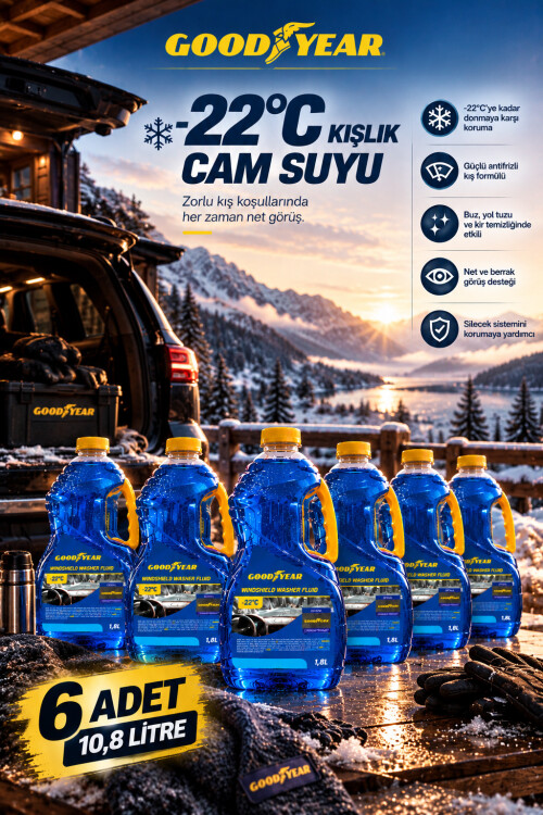 Goodyear -22°C Kışlık Antifrizli Cam Suyu 6 Adet 10,8 Litre - GOODYEAR