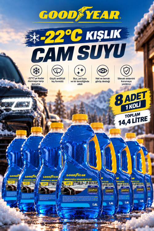 Goodyear -22°C Kışlık Antifrizli Cam Suyu 8 Adet 14,4 Litre - GOODYEAR