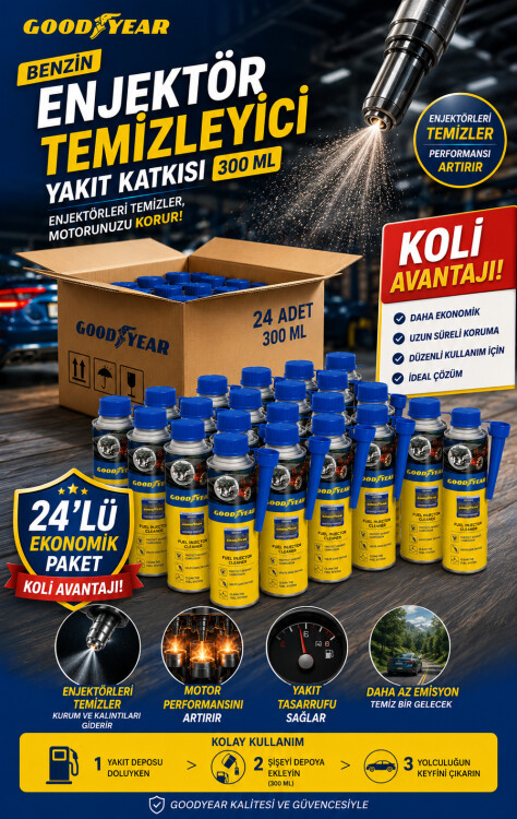 Goodyear 24'lü Benzin Enjektör Temizleyici Yakıt Katkısı 300 Ml - GOODYEAR