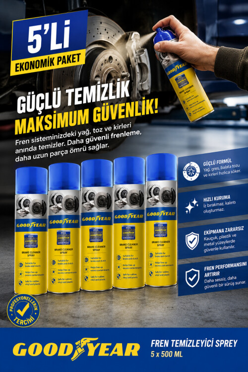 GOODYEAR 5'Lİ SET FREN BALATA TEMİZLEME SPREYİ - GOODYEAR