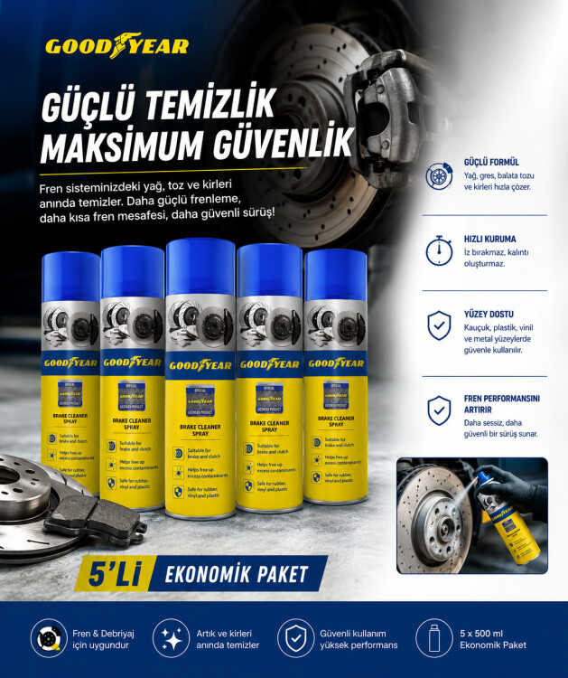 GOODYEAR 5'Lİ SET FREN BALATA TEMİZLEME SPREYİ - 2