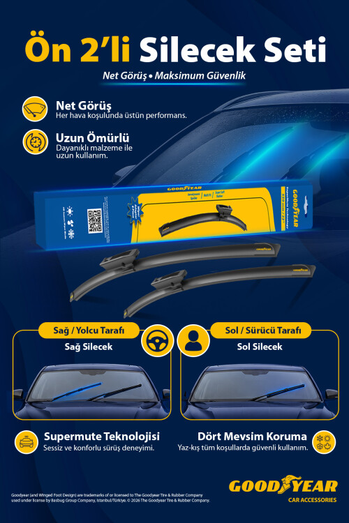 Goodyear Alfa Romeo 147 2005-2009 Supermute 2'Li Muz Silecek Takımı 550Mm 400Mm - GOODYEAR