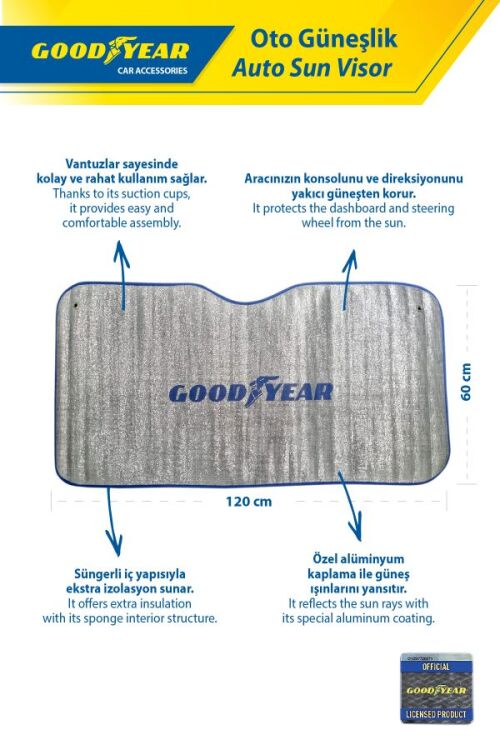 GOODYEAR ANTİ-UV OTO GÜNEŞLİK 120 X 60 CM - 4