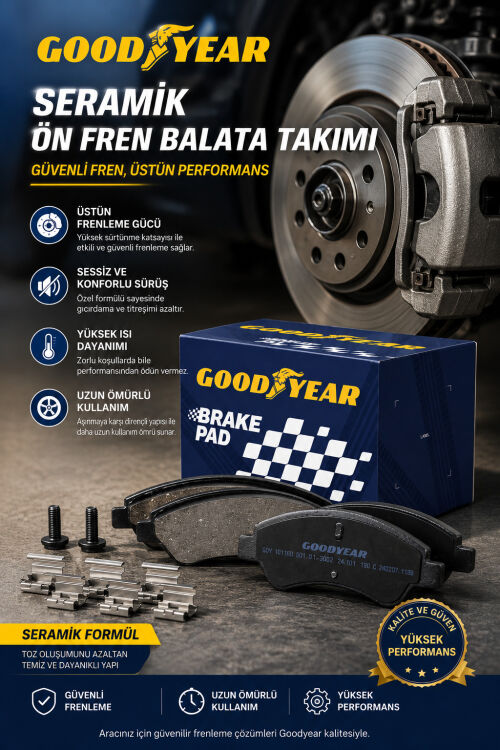 Goodyear Dacia Logan 2015 Ve Sonrası Uyumlu Seramik Ön Fren Balata Takımı - 1
