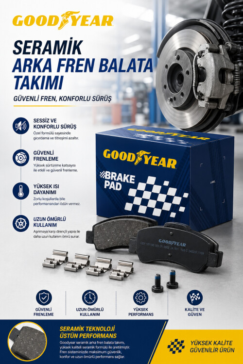 Goodyear Kia Sportage 2006 Ve Sonrası Uyumlu Seramik Arka Fren Balata Takımı - 1