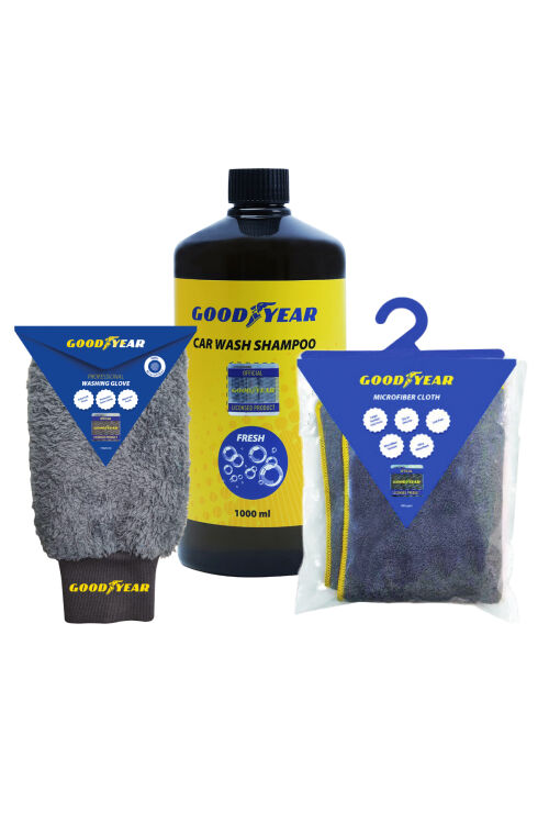 Goodyear Oto Şampuan Mikrofiber Bez Ve Yıkama Eldiven Seti - 1