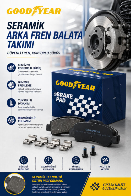 Goodyear Toyota Corolla 2013-2017 Uyumlu Seramik Arka Fren Balata Takımı - 1