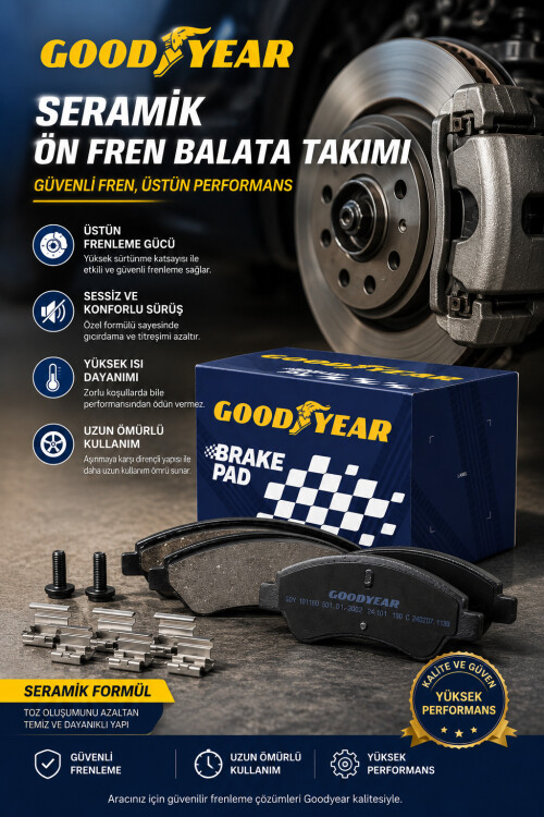 Goodyear Kia Sorento 2002 Ve Sonrası Uyumlu Seramik Ön Fren Balata Takımı - GOODYEAR