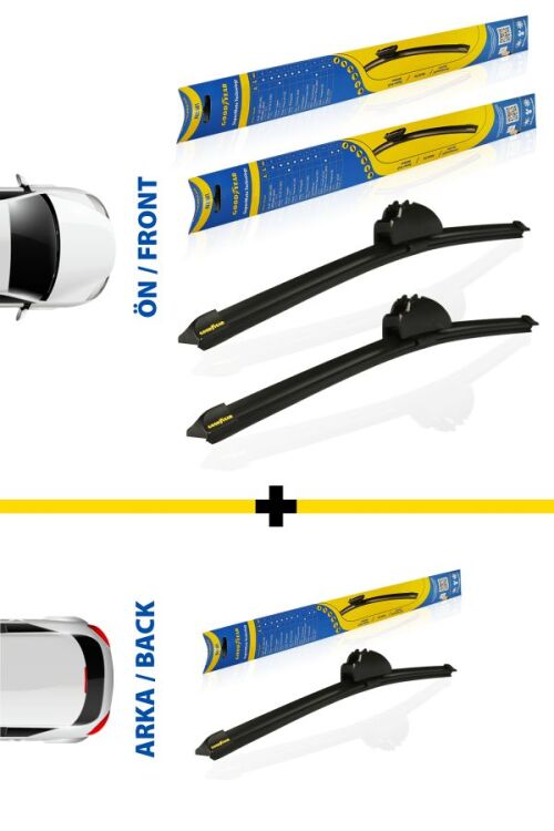 Goodyear Seat Ibiza Supermute front and rear 3-banana wiper team 2008-2011 Coupe (600mm+400mm+350mm) - 1